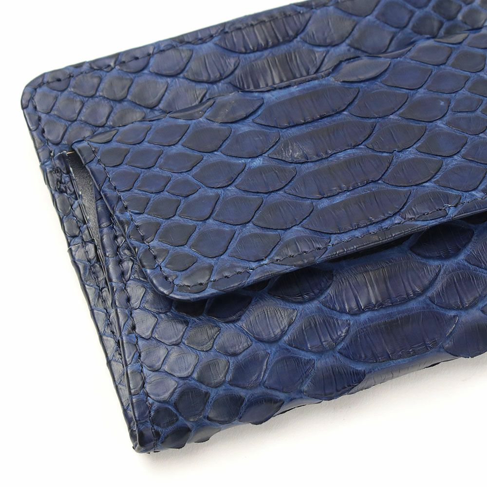 財布_イスキア_薄札入れ_藍_パイソン_革