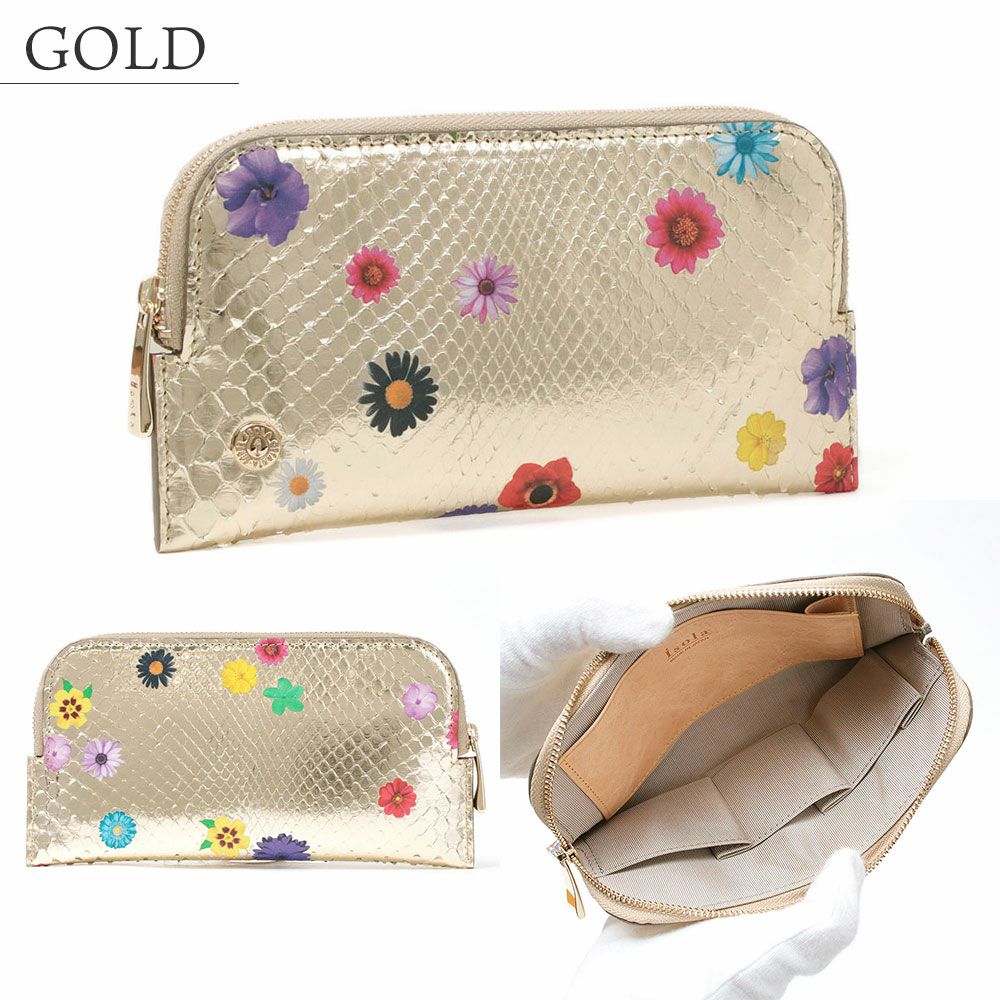 ラミナフィオーレ＿サンタフェ＿パイソン＿蛇革＿薄型長財布＿フラグメント＿ゴールド