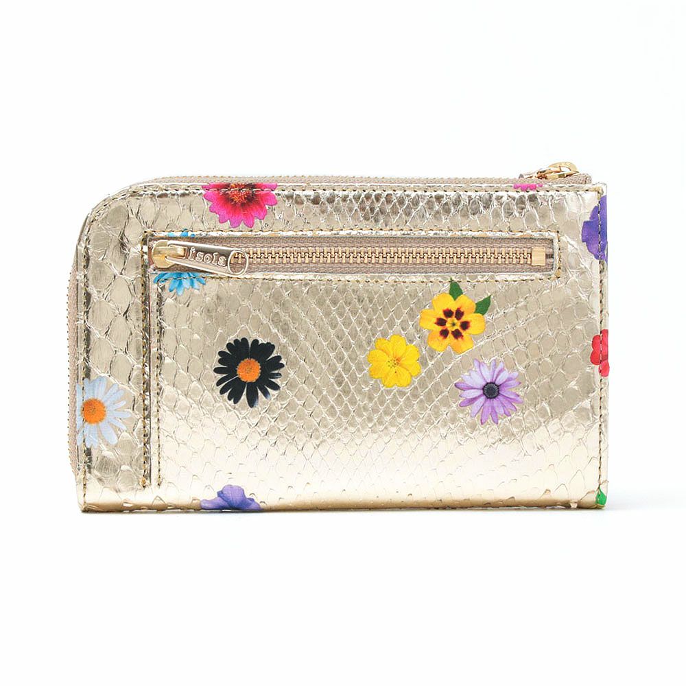 ラミナフィオーレ＿マチ付きL字ファスナー中＿コンパクト財布＿ミニ財布＿蛇革＿クレタ＿背面