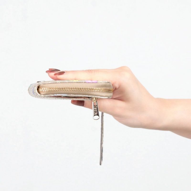 ラミナフィオーレ＿マチ付きL字ファスナー中＿コンパクト財布＿ミニ財布＿蛇革＿クレタ＿サイド