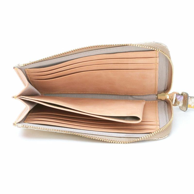 ラミナフィオーレ＿マチ付きL字ファスナー中＿コンパクト財布＿ミニ財布＿蛇革＿クレタ＿内側