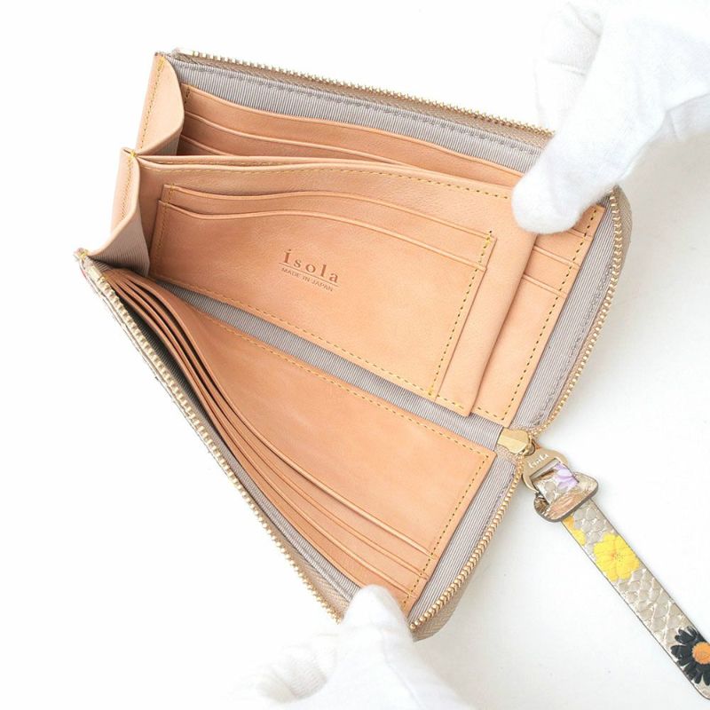 ラミナフィオーレ＿マチ付きL字ファスナー中＿コンパクト財布＿ミニ財布＿蛇革＿クレタ＿内側