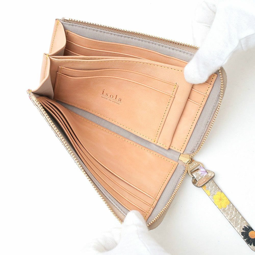 ラミナフィオーレ＿マチ付きL字ファスナー中＿コンパクト財布＿ミニ財布＿蛇革＿クレタ＿内側