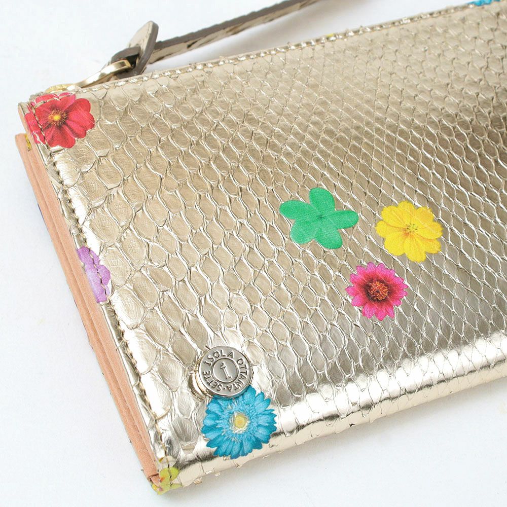 ラミナフィオーレ＿マチ付きL字ファスナー中＿コンパクト財布＿ミニ財布＿蛇革＿クレタ＿革