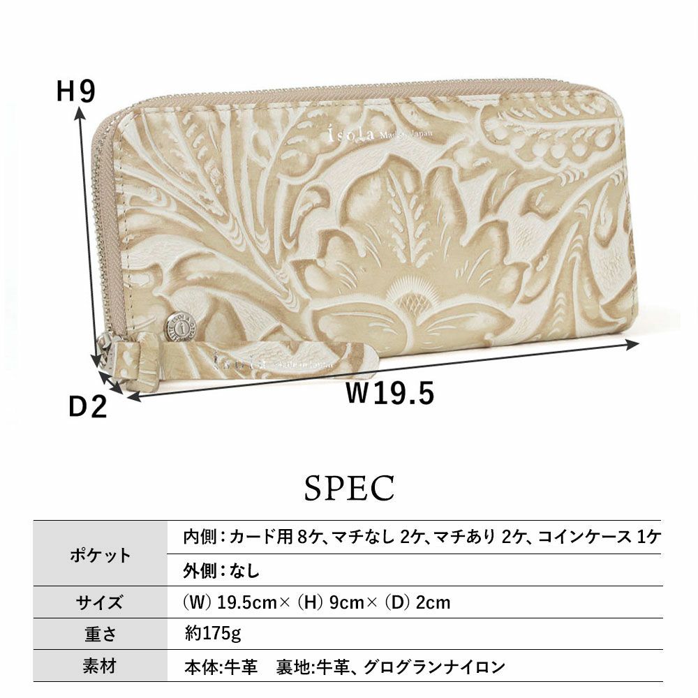 サングリア＿ラウンドファスナー＿サリーナ＿長財布＿スリム長財布＿サイズ