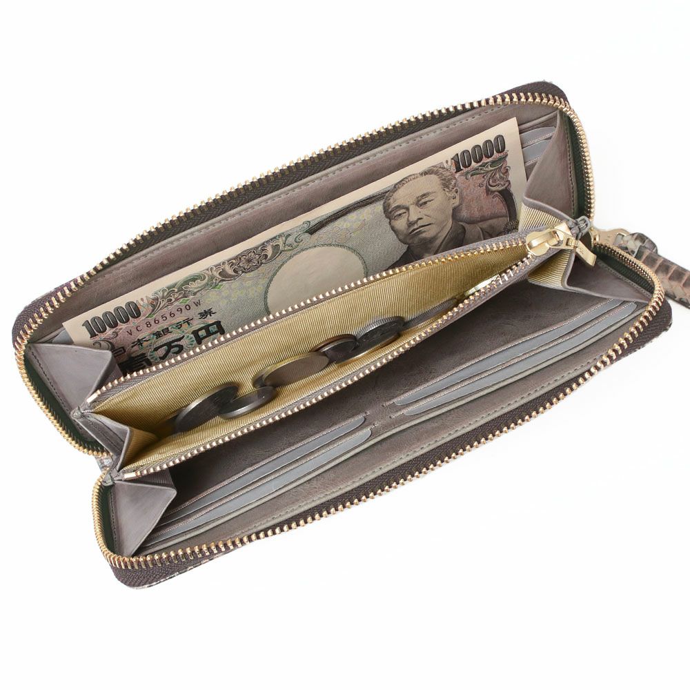 ラディアータ＿スリムラウンドファスナー＿長財布＿サリーナ＿パイソン＿中身