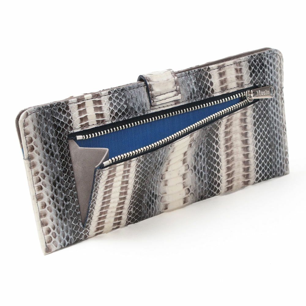 ラディアータ＿スリムウォレット＿スマートウォレット＿薄型長財布＿コンパクト長財布＿蛇革＿メノルカ＿背面ファスナー