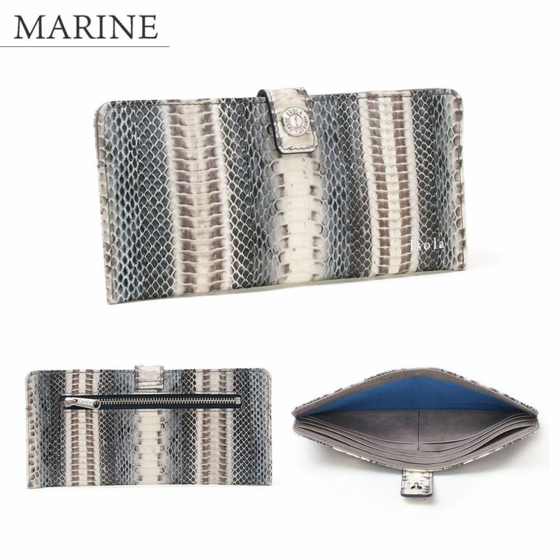 ラディアータ＿スリムウォレット＿スマートウォレット＿薄型長財布＿コンパクト長財布＿蛇革＿メノルカ＿ネイビー